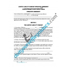 Limited Liability Company Operating Agreement (Member Managed) - Texas 